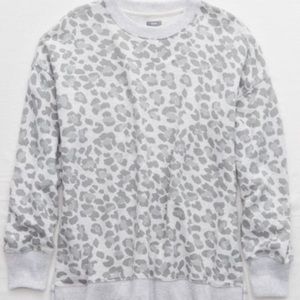 Aerie Gray Leopard Desert Sweatshirt